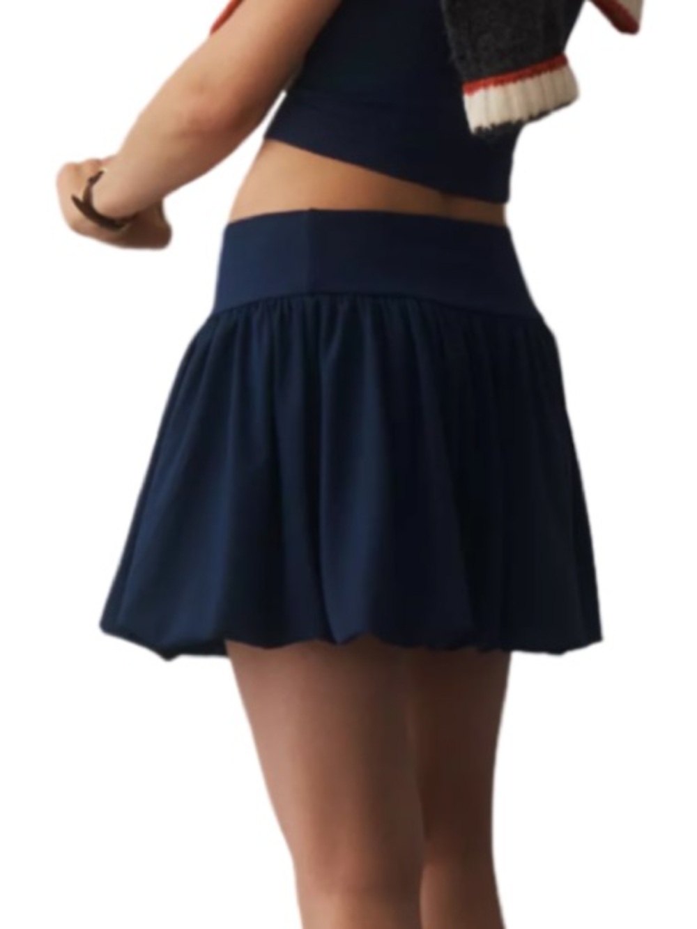 Anthropologie Daily Practice Bubble Mini Skirt in Waypoint - Navy L NWT - Picture 2 of 7